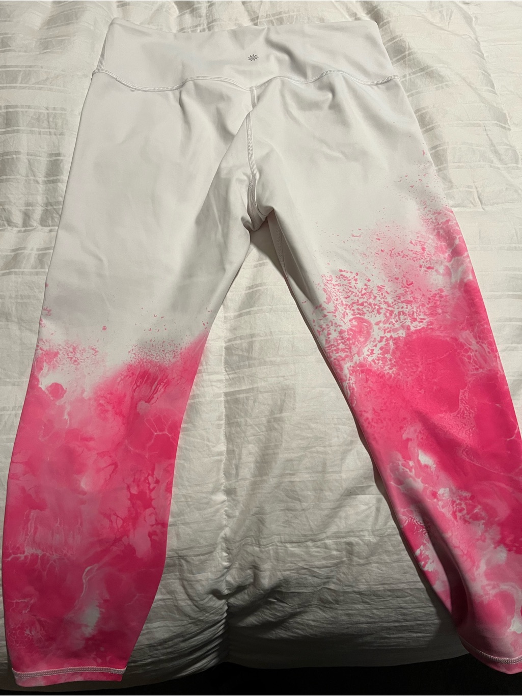Athleta White Leggings With Hot Pink Splash Print